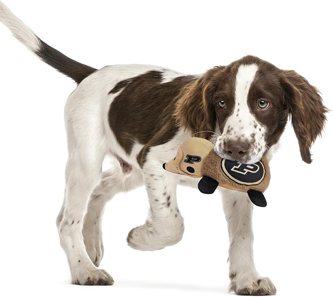 NCAA Purdue Boilermakers Plush Hedgehog Toy for Dogs & Cats, Cool Soft Pet Toy for Fun and Interactive Play, Dog Chew Toy with Squeaker, Licensed Hot Pet Toy