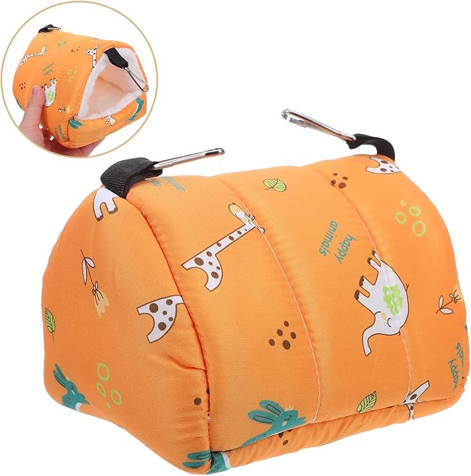 Healifty Parrot Cotton Nest Small Animal Hanging Hammock Winter Warm Lint Bed 16x13x16cm Yellow for Hamster Bird Cage Cozy Resting House