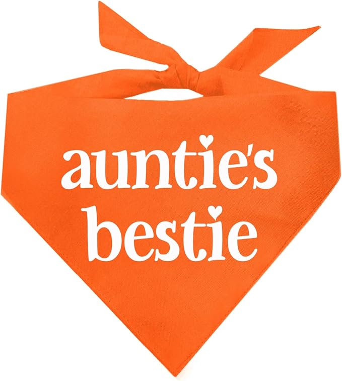 Auntie's Bestie Aunt, Valentine's Day, Mother's Day Dog Bandana (Orange, OS 401)