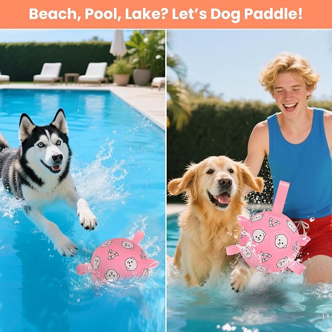 Dog Soccer Ball with Straps - Durable Jolly Ball for Dogs, Large Soccer Ball for Dogs, Dog Toys for Medium Dogs, for Pet Birthday, Outdoor Indoor Play Training Exercise