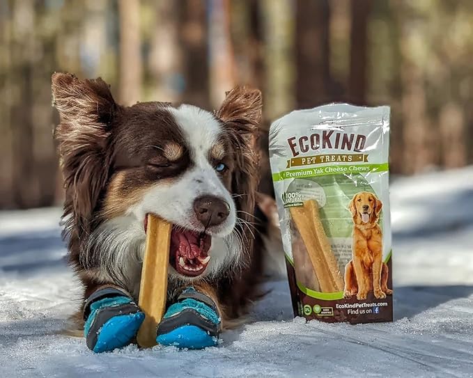 EcoKind Yak Cheese Himalayan Dog Chews, Yak Chews for Large Dogs, Long Lasting Bone for Aggressive Chewers, 3 Ingredients, Natural High Protein Treats, No Additives, Lactose Free, Large - 4 Pack