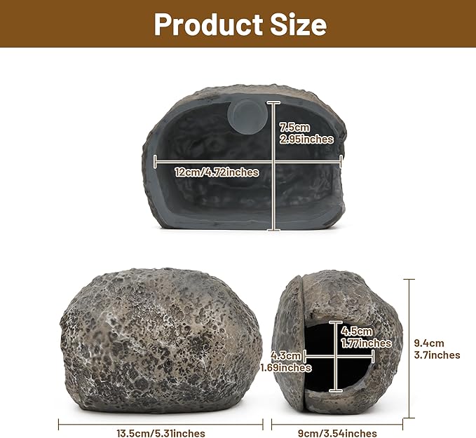 Upgraded Magnetic Detachable Aquarium Hideaway Rock Cave to Check Your Aquatic Pets to Breed, Play and Rest Safe and Non-Toxic Resin Fish Tank Viewing Hideout Ornaments