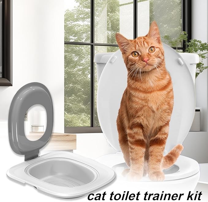 Cat Toilet Training Kit - Poratble Cat Toilet Cleaning Trainer, Eco-Friendly Toilet Litter Box Trainer | Reusable Sand Box Cat Trainer, Easy to Use Cat Toilet Trainer for Hygienic Pet Cleaning