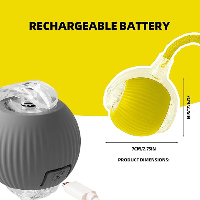 Tiny Fetch Dog Toy, Tiny Fetch Motion Dog Toy with Smart Motion Sensor, Smart Chase Pet Toy Ball for Dogs and Cats, Fun Gifts for People Who Love Cats (Yellow)