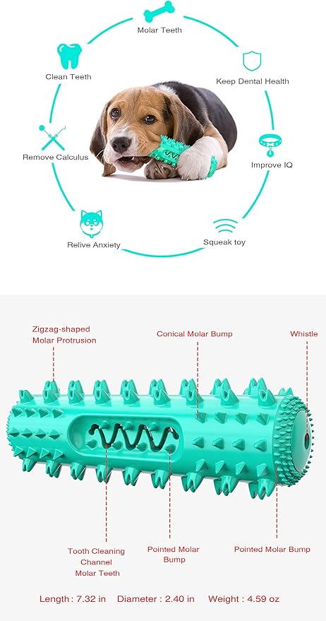 Dog Chew Toys for Aggressive Chewers, Dog Toothbrush Care Cleaning Stick, Puppy Toothing Chew Toy for Small Middle Dog (Lakes Blue)