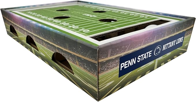 Pets First NCAA Penn State Nittany Lions Cat Scratcher Box, Game Day Cat Toy, NCAA Football Field Designed Cat Scratcher and Lounge, Stimulating Cat Game