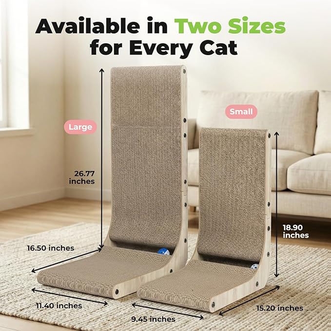 Best Pet Supplies Catify Cat Scratcher, Fun Interactive Scratchers, Posts, Poles, Claw Safe, Furniture Saver Indoor Play Support Natural Cat Behaviors Heavy Duty - L-Shape Scratcher, 16.5 x 11.4
