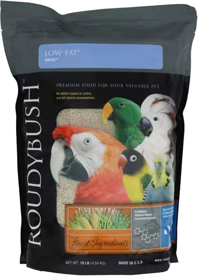 Roudybush Low Fat Food for Adult Birds & Chicks - Scientifically Formulated Bird Feed - Bird Food Pellets w/ Corn, Wheat, Soy & More - Nutritious & Healthy Feed for Birds (Nible, 10lb)