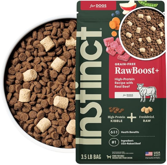 Instinct RawBoost, Natural Dry Dog Food with Freeze-Dried Pieces, High Protein, Grain-Free Recipe - Real Beef, 3.5 lb. Bag