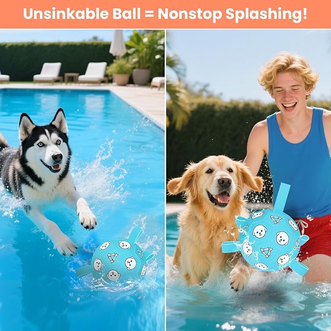 Dog Toys Soccer Ball with Straps, Dog Soccer Ball with Tabs, Dog Toys for Tug of War, Floating Water Puppy Toys for Indoor/Outdoor – Fun Dog Birthday Gift for Small Medium Dogs, 6 Inch