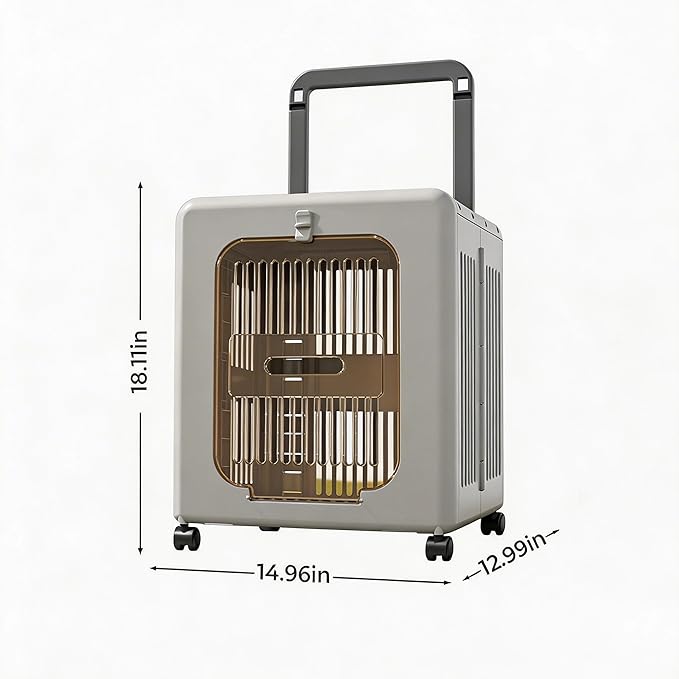 Cat Stroller, Breathable Foldable Cat Carrier with Wheels for Small Dogs and Cats, and Features a Comfortable Viewing Window Suitable for Cats Under 22 pounds (Gray)