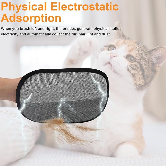Upgraded 5-Finger Pet Hair Removal Glove for Cats & Dogs, Reusable Electrostatic Pet Hair Remover Gloves, Efficient Pet Grooming Gloves Brush Tool for Furniture, Clothing, Carpet & Couch