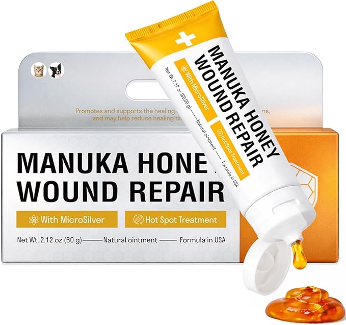 Rapid Wound Repair Ointment | Hot Spot Comfort for Dogs – Soothes & Moisturizes Itchy Skin – Hot Spots, Allergy & Itching Relief, Scratches & Manuka Honey Wound Care, 2 oz