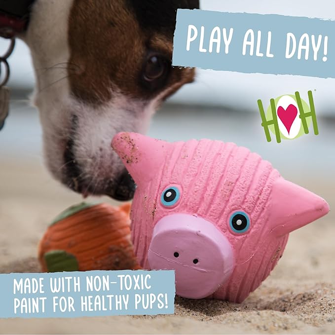 HuggleHounds Ruff-Tex Latex Ball Dog Toy - Dog Toys Rubber, Puppy Toys, Puppy Essentials, Pool Toy, Heavy Duty Squeaky Ball for Small, Medium & Large Dogs, All Breeds - Dottie Cow, Large