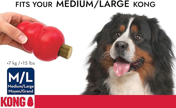 KONG Classic Dog Toy Enhanced Ziggies Dental Treats – Durable Rubber Chew Toy & Teeth Cleaning Stuffable Treats Bundle (Large)