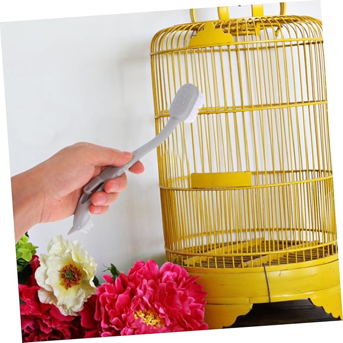 Long Handle Bird Cage Brush Pet Cage Cleaning Tool with Gentle Bristles Universal for Dog
