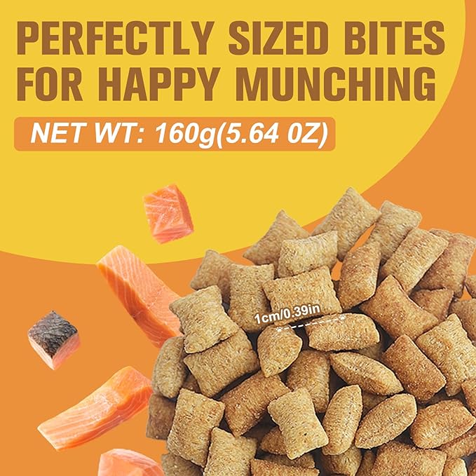 Healthy Cat Treats Soft & Crunchy - Catnip & Salmon Flavor, Cat Training Treats for Indoor Cats & Kittens, Dental Care & Digestive Support