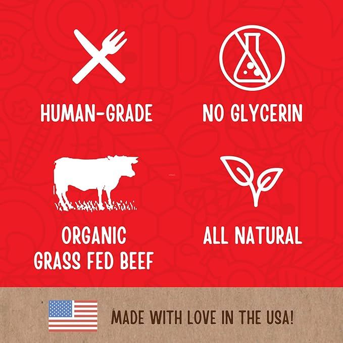 Full Moon Natural Organics Grass Fed Beef Jerky Healthy All Natural Dog Treats Human Grade 28 oz