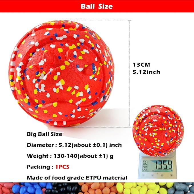 Dog Ball Squeak Toys (Bell Ball 5.12in Red)