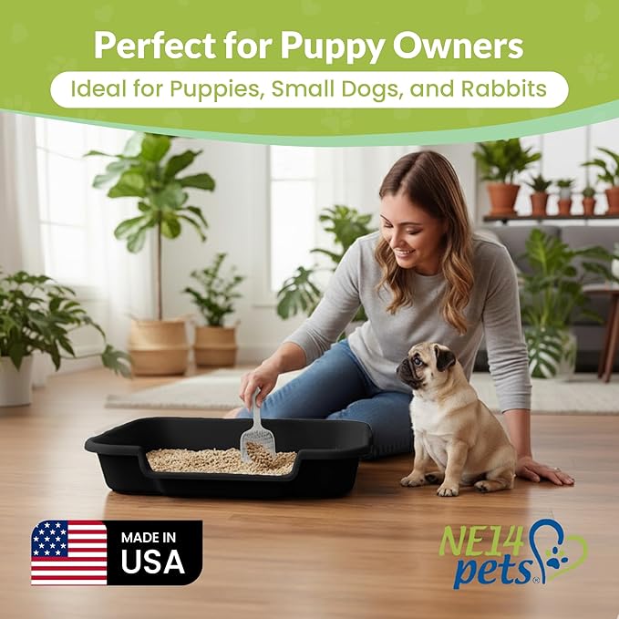 Dog Litter Box, Large Size, Blacksmithe Black, Durable & Pet Safe Puppy Litter Box, Indoor Open Top Entry Dog Litter Pan, Comfortable for Dogs, Great for Dogs up to 20 lbs