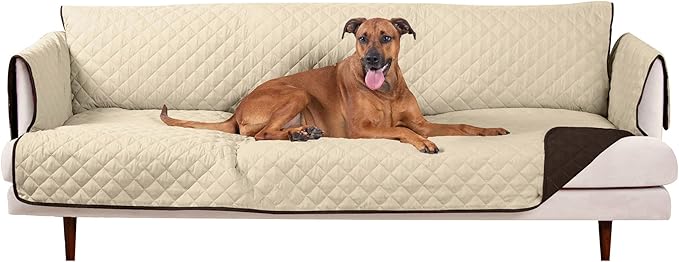 Furhaven Water-Resistant & Reversible XL Sofa/Couch Cover Protector for Dogs, Cats, & Children - Two-Tone Pinsonic Quilted Living Room Furniture Cover - Espresso/Clay, Extra Large Sofa