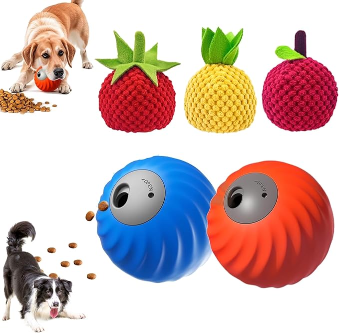 Smart Touch Interactive Dog Toy, 2 in 1 Interactive Dog Balls ＆ Pet Feeder, Track Food Leaking Ball, Cats Dogs