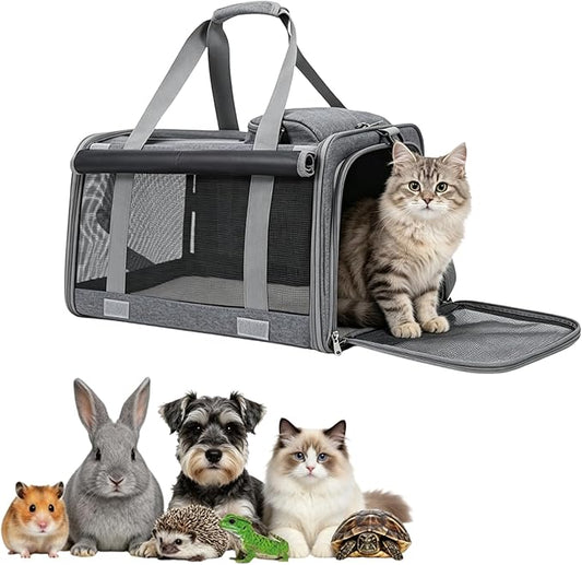 Pet Carrier for Medium-Small Cats, Collapsible Cat Carrier and Soft-Sided Pet Carrier for Cats and Small Dog Up to 17lbs, Stress-Free Travel with Privacy Cover, Travel Bag L18.9”X11.42”X11.42”