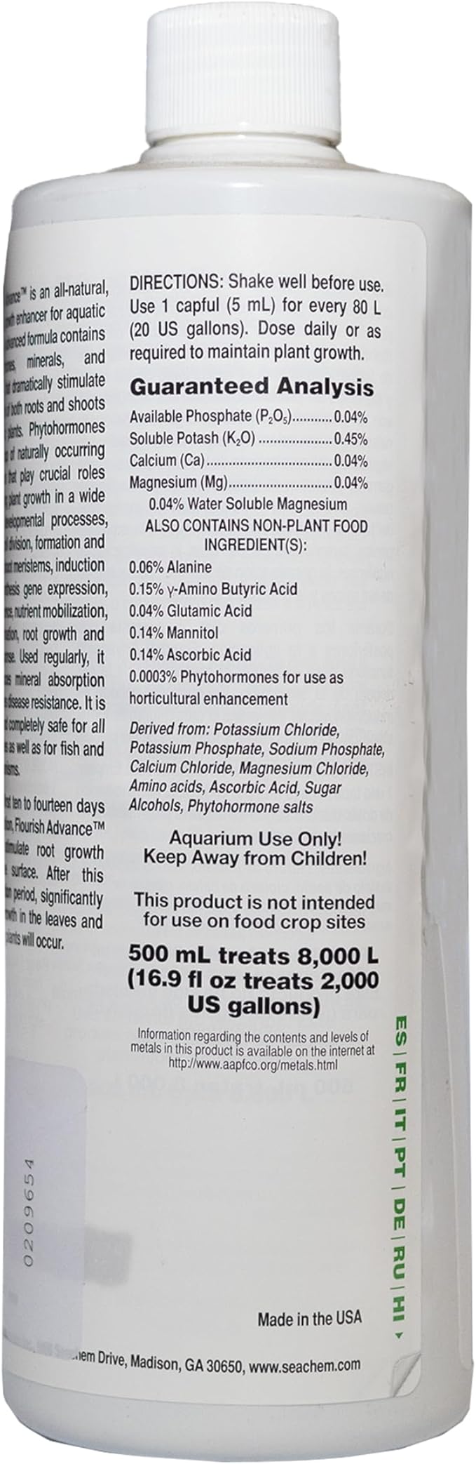 Seachem Flourish Advance Growth Supplement - Aquatic Plant Aid 500 ml