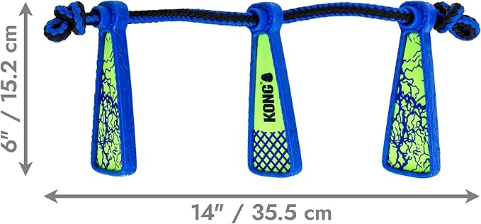 KONG Whirlz Dog Fetch Toy – Durable Squeak-Free Rope & Throw Combo, Unpredictable Bounce, Floats in Water, All-Season Outdoor Play (Rope)