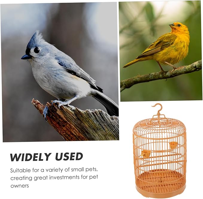 VANZACK Plastic Hanging Bird Cage Round Shape Durable Small Animal Cage Decor for Parrots and Parakeets Door Stylish Design Suitable for Pet Birds and Gifts