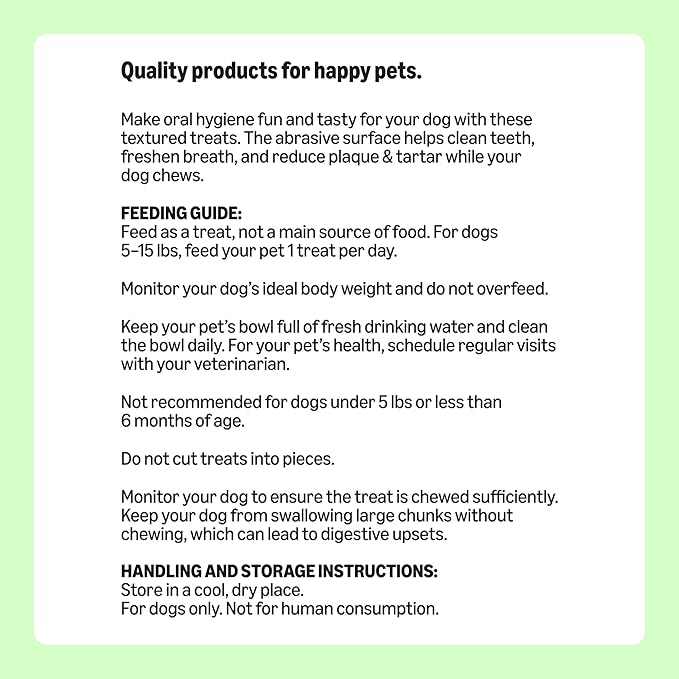 Amazon Basics Dental Dog Treats to Help Clean Teeth & Freshen Breath - Tiny (5-15 lbs), Unflavored (Previously Wag) (Pack of 2)
