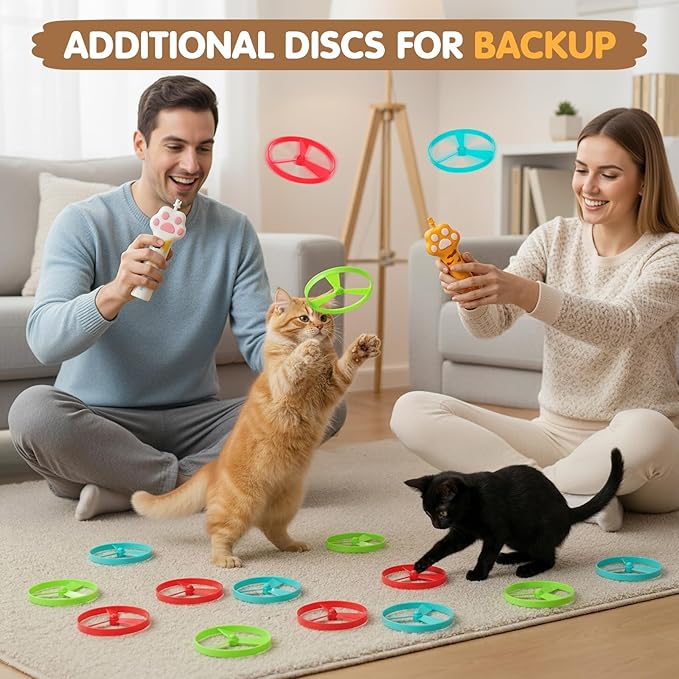 15 PCS Flying Spinners for Disc Launcher Toy, Additional Discs for Outdoor & Indoor Pet Chasing Training Hunting Interactive Cat Fetch Toy