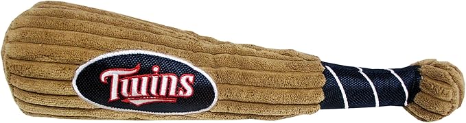 MLB Minnesota Twins Baseball Bat Toy for DOGS & CATS. Soft Corduroy Plush Dog Toy with Inner SQUEAKER, MLB Chew Toys for Dogs or Cats. Durable Fun Interactive Dog Toy with Team Names and Logo