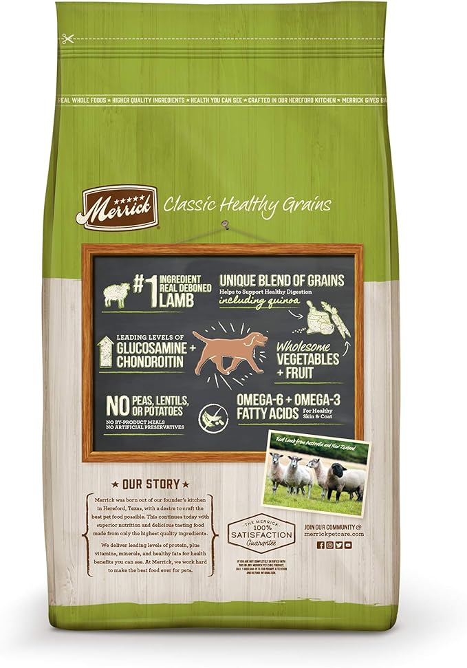 Merrick Healthy Grains Premium Adult Dry Dog Food, Wholesome And Natural Kibble With Lamb And Brown Rice - 12.0 lb. Bag