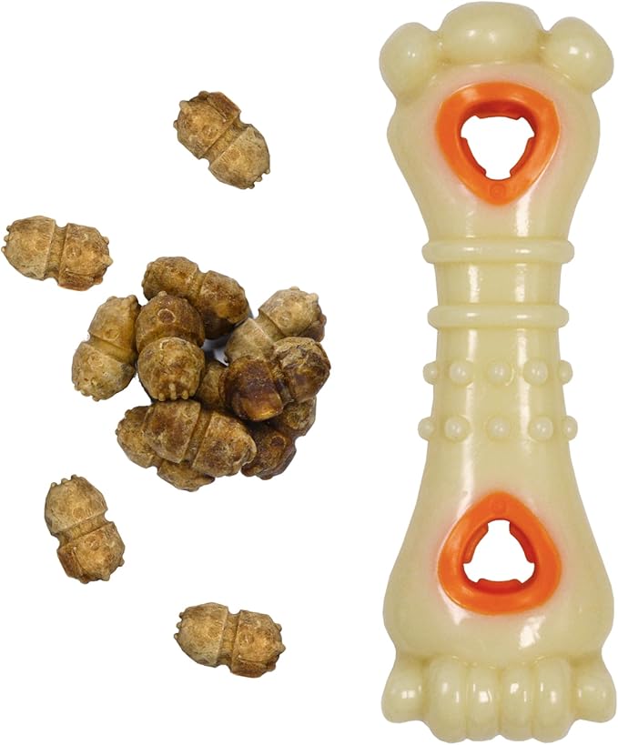 Nylabone Power Chew Knuckle Bone Pop-In Treat Toy for Dogs, Interactive Treat Dispensing Dog Chew Toys to Keep Them Busy, Slow Feeder, Long Lasting Chicken Flavor, Large Dogs - Up to 50 lbs