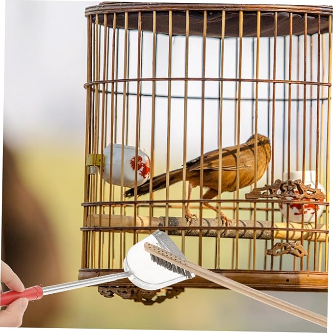 LIOOBO 2pcs Set Birdcage Brush Grooming Cleaner Bird Cages Bird Poop Pet Bird Cleaning Brush Bird Cage Accessories Parrot Cage Accessory Bird Cage Brush Stainless Steel