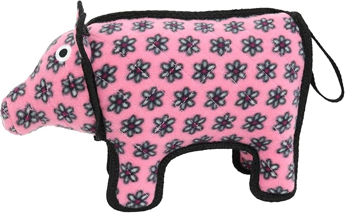 TUFFY - World's Tuffest Soft Dog Toy -Barnyard- Multiple Layers. Made Durable, Strong & Tough. Interactive Play (Tug, Toss & Fetch). Machine Washable & Floats. (Pig, Medium)