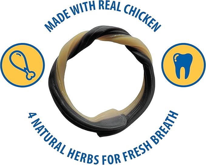 N-Bone Adult Dental Rings Chicken Flavor Dog Treats, 7 Count 9.8-oz Bag, Brown, 1 Count (Pack of 4)