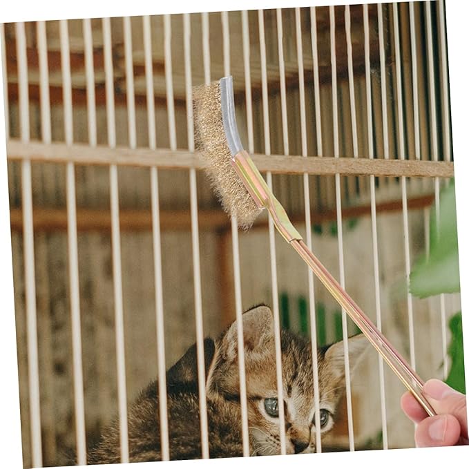 Balacoo 1Set Bird Cage Cleaning Brush Set Durable Ergonomic Handle Bristles for Cleaning of Parakeet Cages and Small Animal Habitats Cage Care Tool