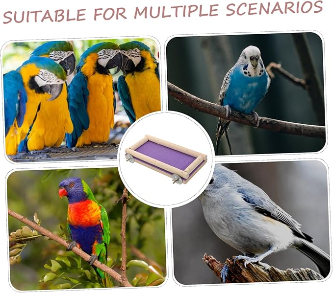 GANAZONO Parrot Hamster Wooden Platform Bird Climbing Perch Safe Wooden Toy Parakeet Accessory Bird Cage Stand Natural Material
