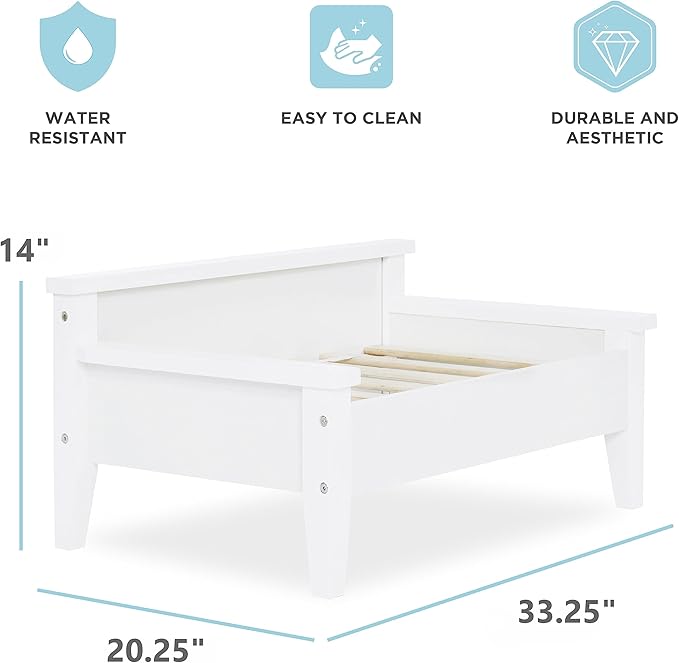 Wooden Dog Bed with Water-Resistant Mattress, Small to Medium Elevated Pet Bed with Calming Pet Mattress, Greenguard Gold Certified, Modern Dog Couch, Winston - TailZzz