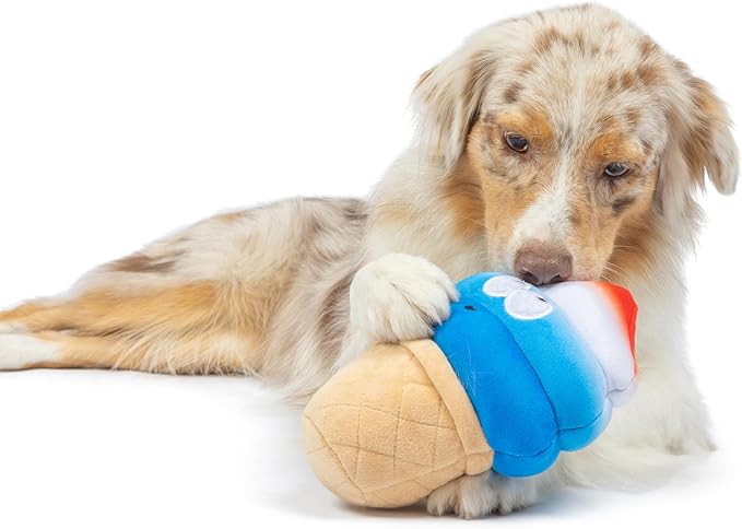 Huxley & Kent Fro-Yo Pawtriot Cone Dog Toy - Large Power Plush With Squeaker | Funny, Durable Gift for Dogs