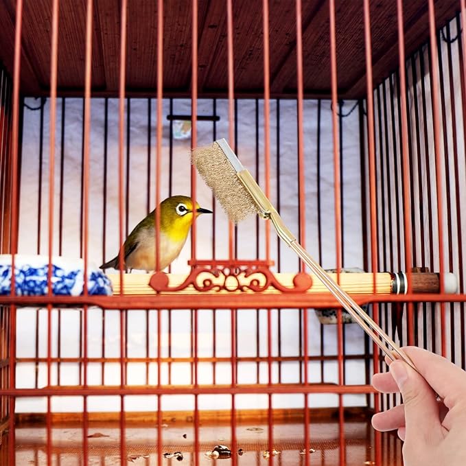1Set Professional Bird Cage Cleaner Brush with Long Handle Durable Wire Brush for Cleaning of Bird Cages for and All Cage