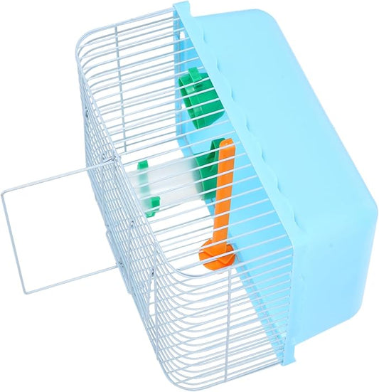 Portable Small Bird Travel Cage with Perch Food Container Water Bottle Abs Iron Construction Spacious Lightweight Carrier for Parrots Lovebirds and Small Pets for Random Color