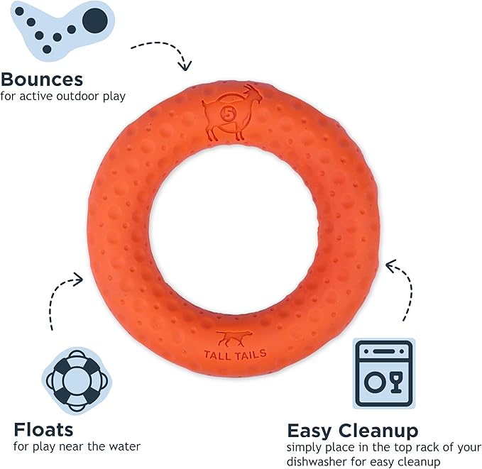 Tall Tails G.O.A.T. Greatest of All Toys Sport Fetch Ring Toy for Dogs, Medium