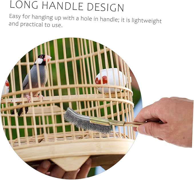 Angoily 6pcs Copper Wire Bird Cage Cleaning Brush Pet Cage Accessories for Easy Daily Maintenance Lightweight Design Hanging for Storage