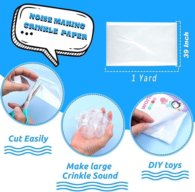 1 Yard Crinkle Paper for Baby Toys Noise Making Plastic Film for Dog Toys Noise Maker Dog Cat Pet Supplies