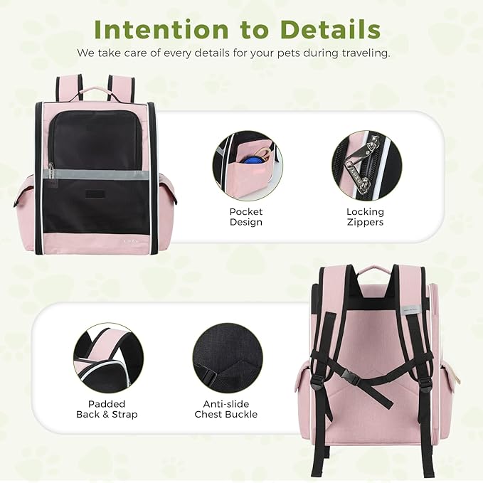 Lekereise Cat Backpack Carriers, Dog Carrier Backpacks with Breathable Mesh for Small Medium Cats Dogs Puppy Up to 18 Lbs, Pet Foldable Carrying Backpack Ventilated for Travel Hiking Collapsible