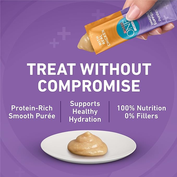 Purina ONE Plus Immune Support Purees with Real Chicken Lickable Cat Treats - 1.4 oz (Pack of 24)