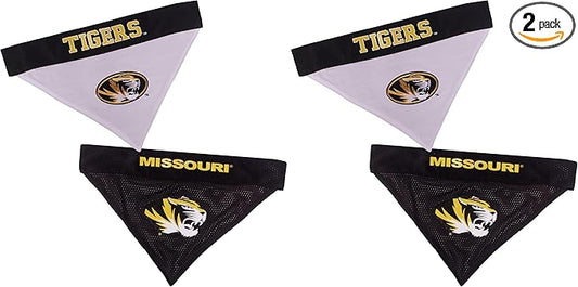 Pets First Collegiate Pet Accessories, Reversible Bandana, Missouri Tigers, Large/X-Large (Pack of 2)